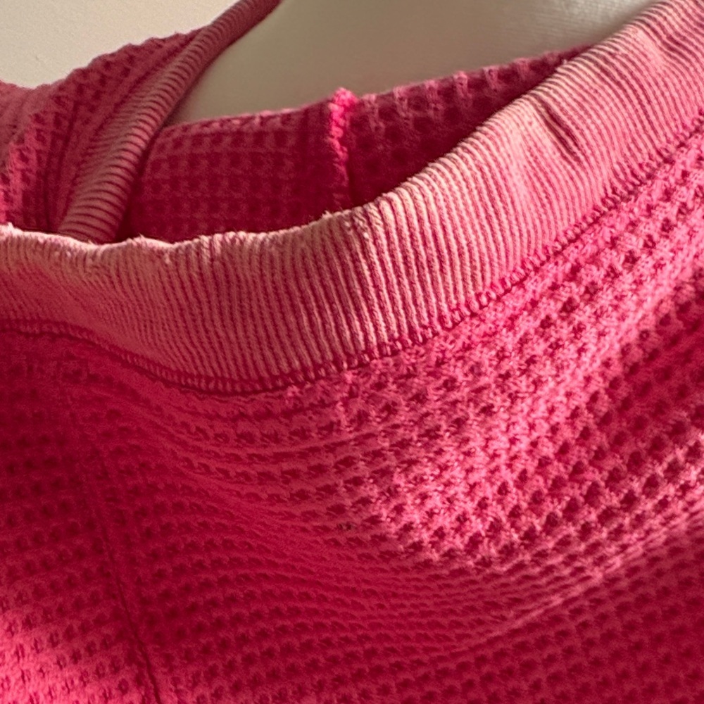 BiBi Hot Pink Acid Wash Waffle Knit Hoodie - Picture 5 of 7